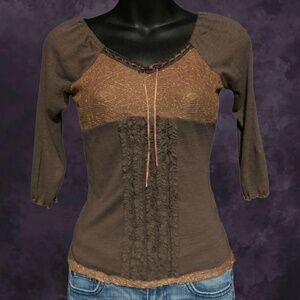 Vtg Japanese Brown Blouse